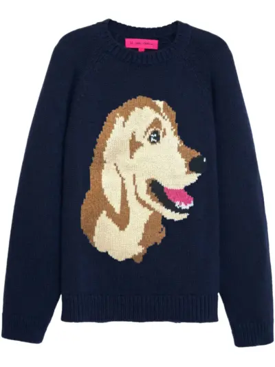 The Elder Statesman retriever-motif sweater - Blue