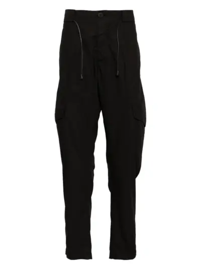 Transit drawstring tapered trousers - Black