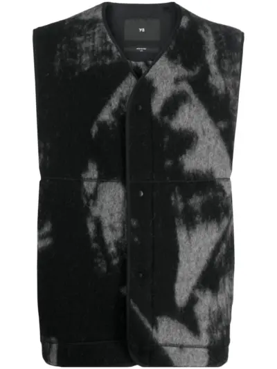 Y-3 graphic-print wool-blend gilet - Black
