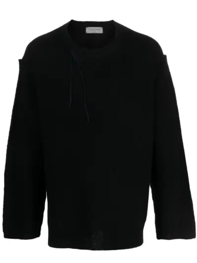 Yohji Yamamoto asymmetric-neck drop-shoulder jumper - Black