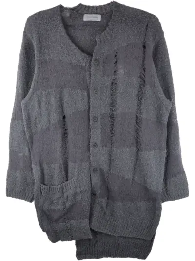 Yohji Yamamoto distressed patchwork cardigan - Grey