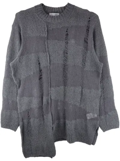 Yohji Yamamoto frayed-detail oversized sweater - Grey