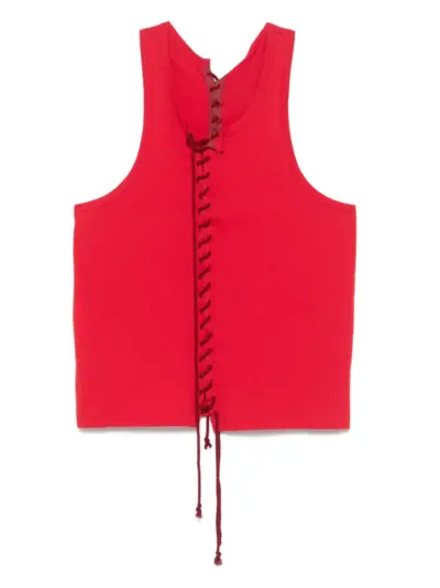 Yohji Yamamoto lace-up tank top - Red