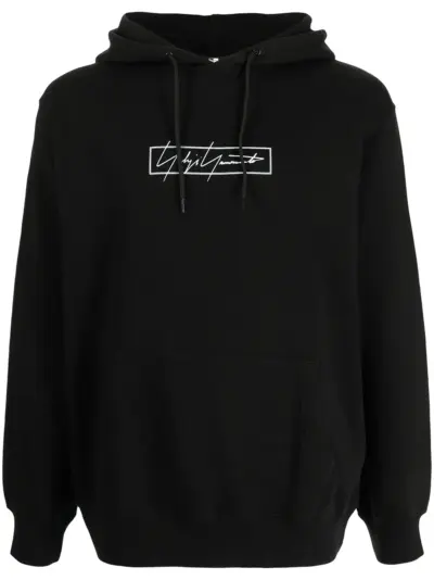 Yohji Yamamoto logo-print hoodie - Black