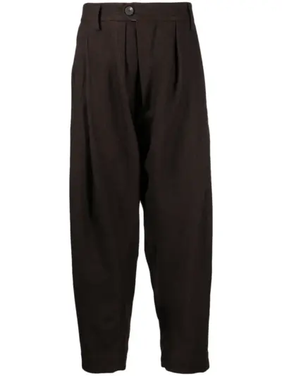 Ziggy Chen checked tapered trousers - Brown