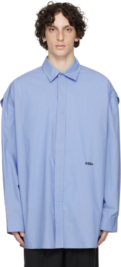 032c Blue 'Please Steam' Oversized Shirt