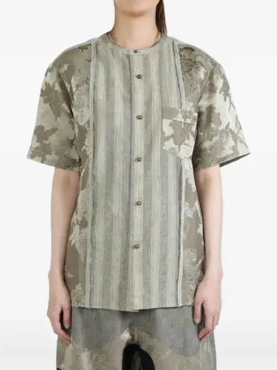 COMMUNS striped floral short-sleeve shirt - Grey