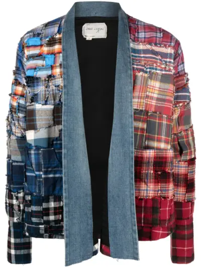 Greg Lauren panelled cotton jacket - Blue