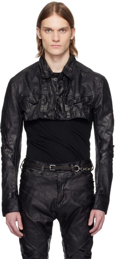 Julius Black Cropper Mylar Denim Jacket