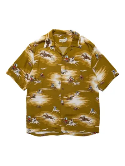 KAPITAL Kamikaze Aloha polo-print short-sleeve shirt - Yellow