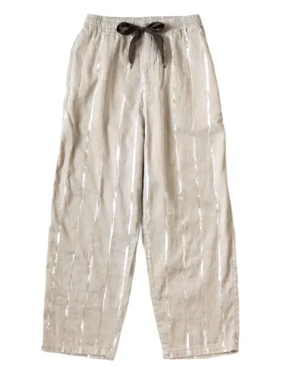 KAPITAL striped drawstring trousers - Neutrals