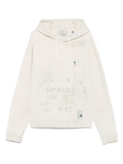 Maison MIHARA YASUHIRO distressed graffiti-print hoodie - Neutrals