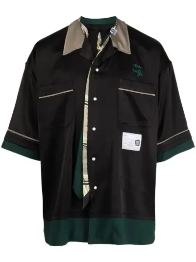 Maison MIHARA YASUHIRO embroidered bowling shirt - Black