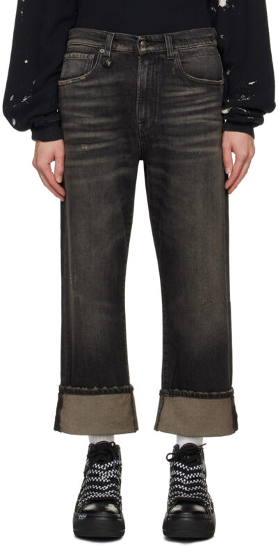 R13 Black Cuffed X-Boyfriend Jeans