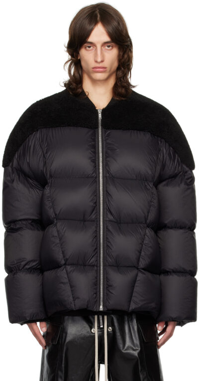Rick Owens Black Porterville Flight Shearling Down Jacket