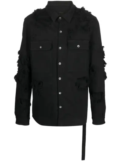 Rick Owens DRKSHDW distressed shirt jacket - Black