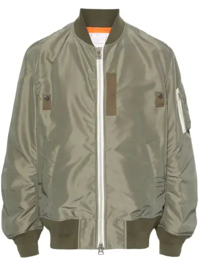 sacai zip-up bomber jacket - Green