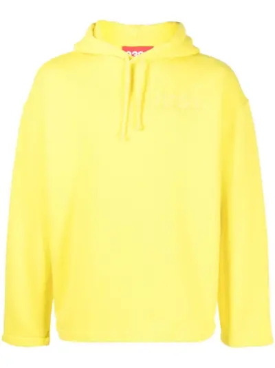 032c logo-embroidered organic cotton hoodie - Yellow