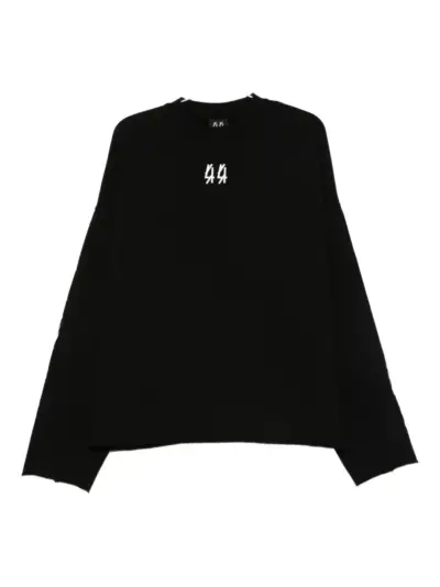 44 LABEL GROUP logo-embroidered frayed-edge sweater - Black