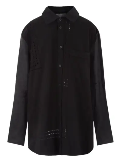 By Walid embroidered eyelet shirt - Black