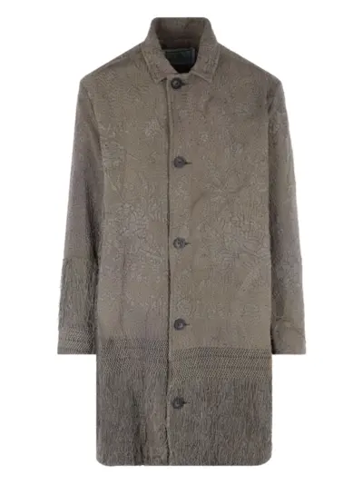 By Walid embroidered-fringe coat - Brown