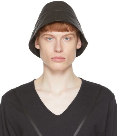 FREI-MUT Green Leather Selim Bucket Hat