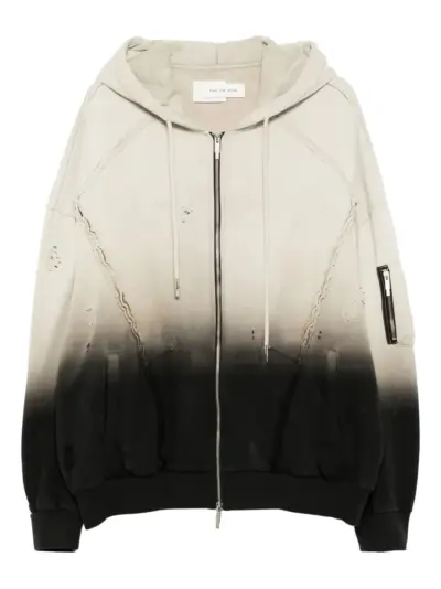 Feng Chen Wang distressed zip-up hoodie - White