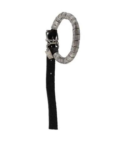 Goti stacked-disc leather bracelet - Silver