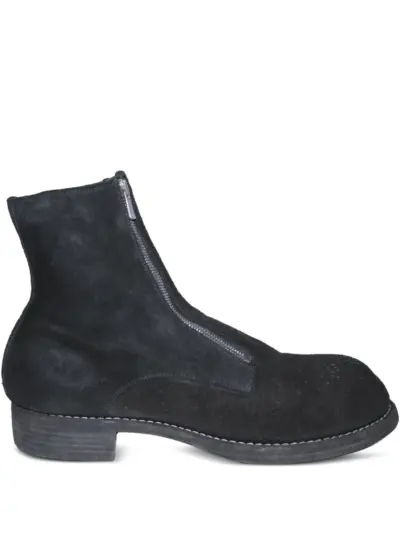 Guidi zip-front suede boots - Black