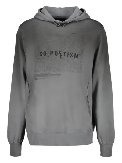 ISO.POETISM drawstring-hood graphic hoodie - Grey