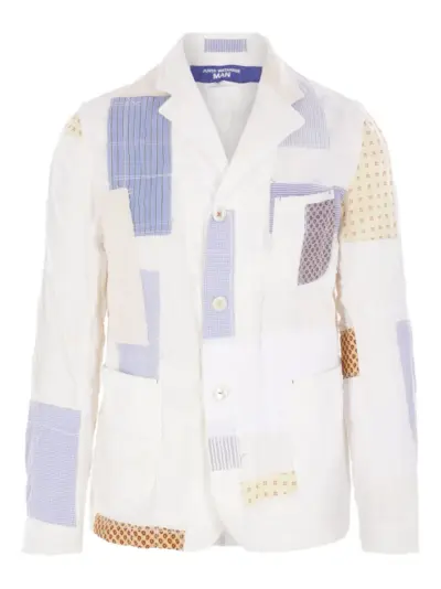 Junya Watanabe MAN patchwork single-breasted blazer - White