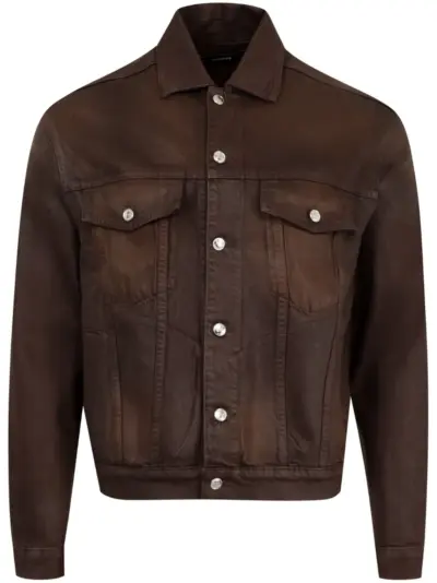 Nahmias Waxed Denim Trucker jacket - Brown