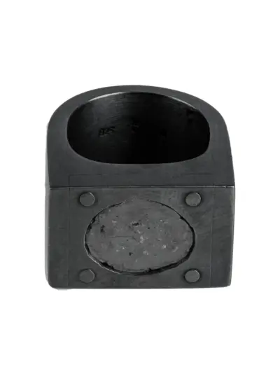 Parts of Four oxidised sterling-silver Ring Single diamond ring - Black
