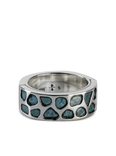 Parts of Four pavé-set slab ring - Silver