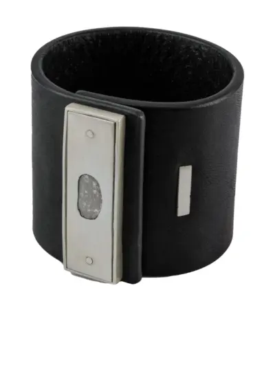 Parts of Four sterling silver and diamond leather-strap bracelet - Black