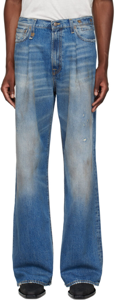R13 SSENSE Exclusive Blue Damon Pleated Jeans