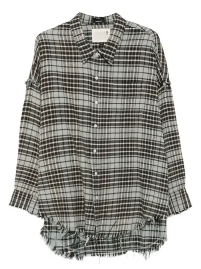 R13 frayed plaid shirt - Grey