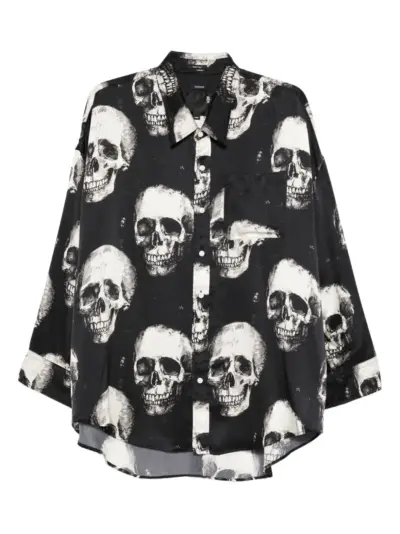 R13 skull-print silk shirt - Black