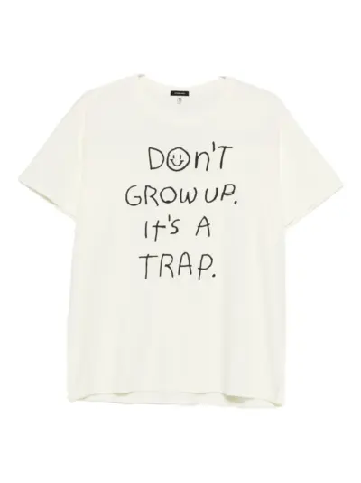 R13 smiley-face slogan-print T-shirt - Neutrals