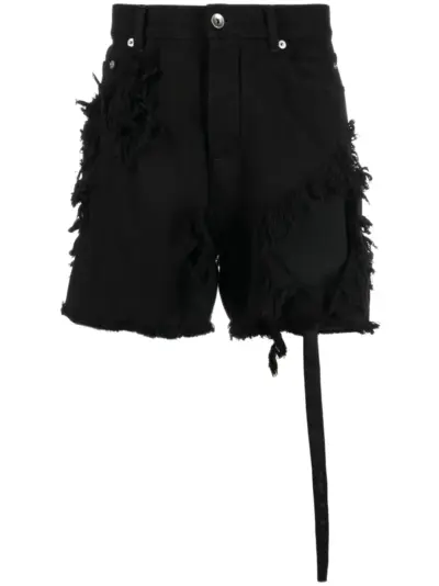 Rick Owens DRKSHDW frayed distressed denim shorts - Black