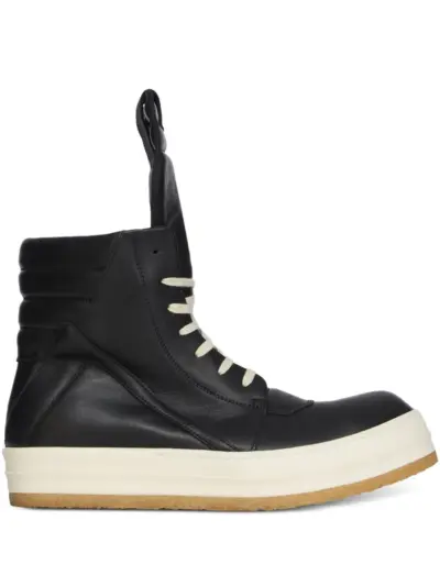 Rick Owens Geobasket padded leather high-top sneakers - Black