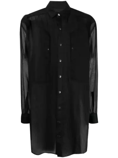 Rick Owens Jumbo Fogpocket semi-sheer shirt - Black