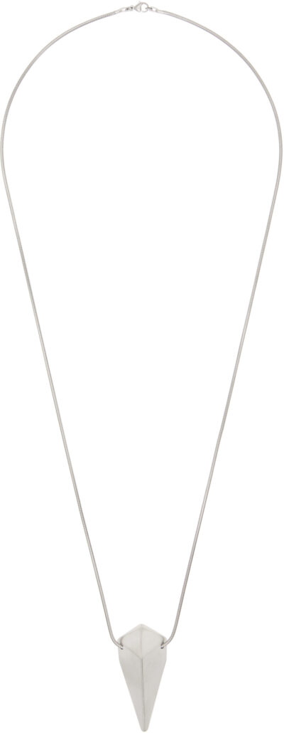 Rick Owens Silver Hollywood Pyramid Charm Necklace