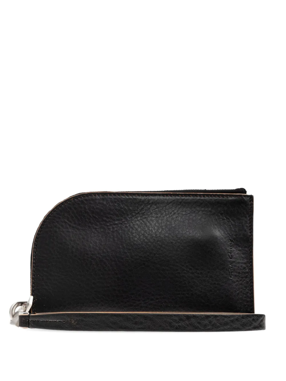 Rick Owens curved zip leather wallet - 09 BLACK