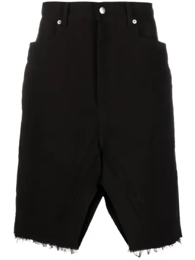 Rick Owens distressed-hem denim bermuda shorts - Black