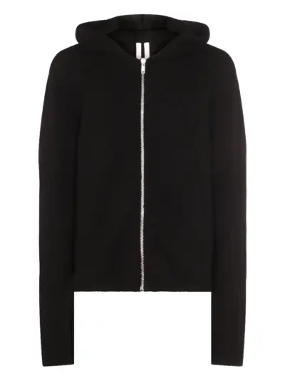 Rick Owens hooded ribbed zip-up hoodie - Black