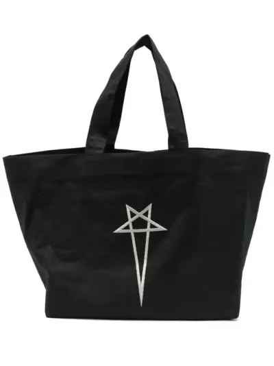 Rick Owens logo-embroidered tote bag - Black