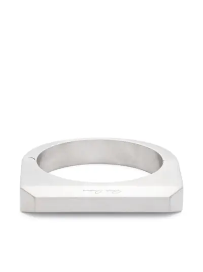 Rick Owens logo-engraved brushed bracelet - Silver