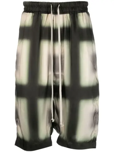 Rick Owens plaid-print knee-length shorts - Green