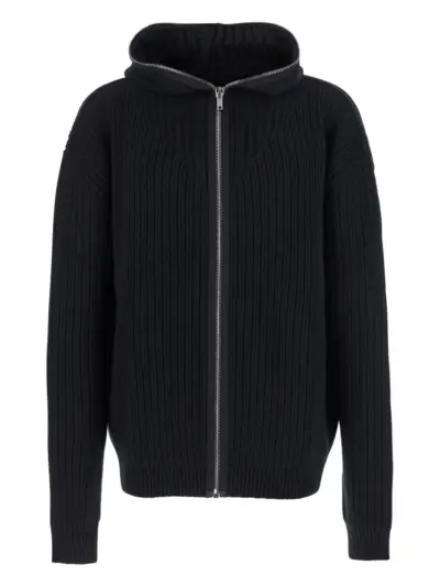 Rick Owens ribbed zip-front hoodie - Black